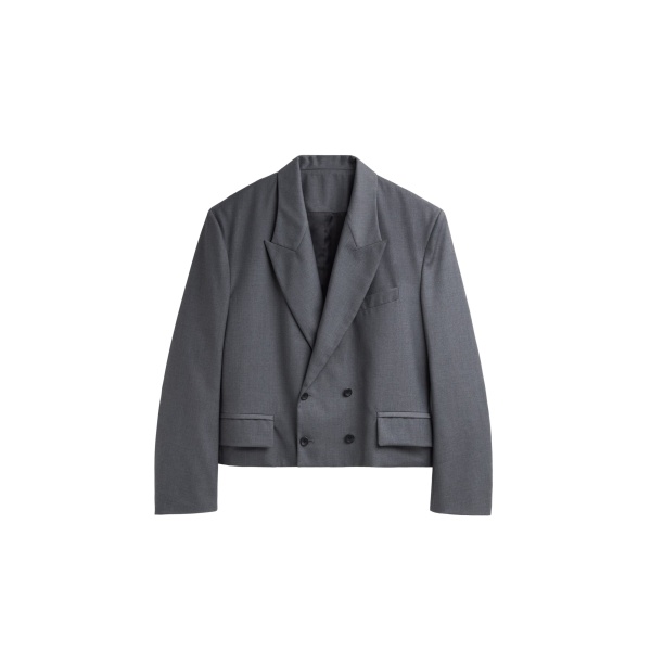 The Frankie Shop Helna Boxy Cropped Blazer - Grey - Oversized Minimalist Jackets in Grey - Shop at Luxury Shoes 