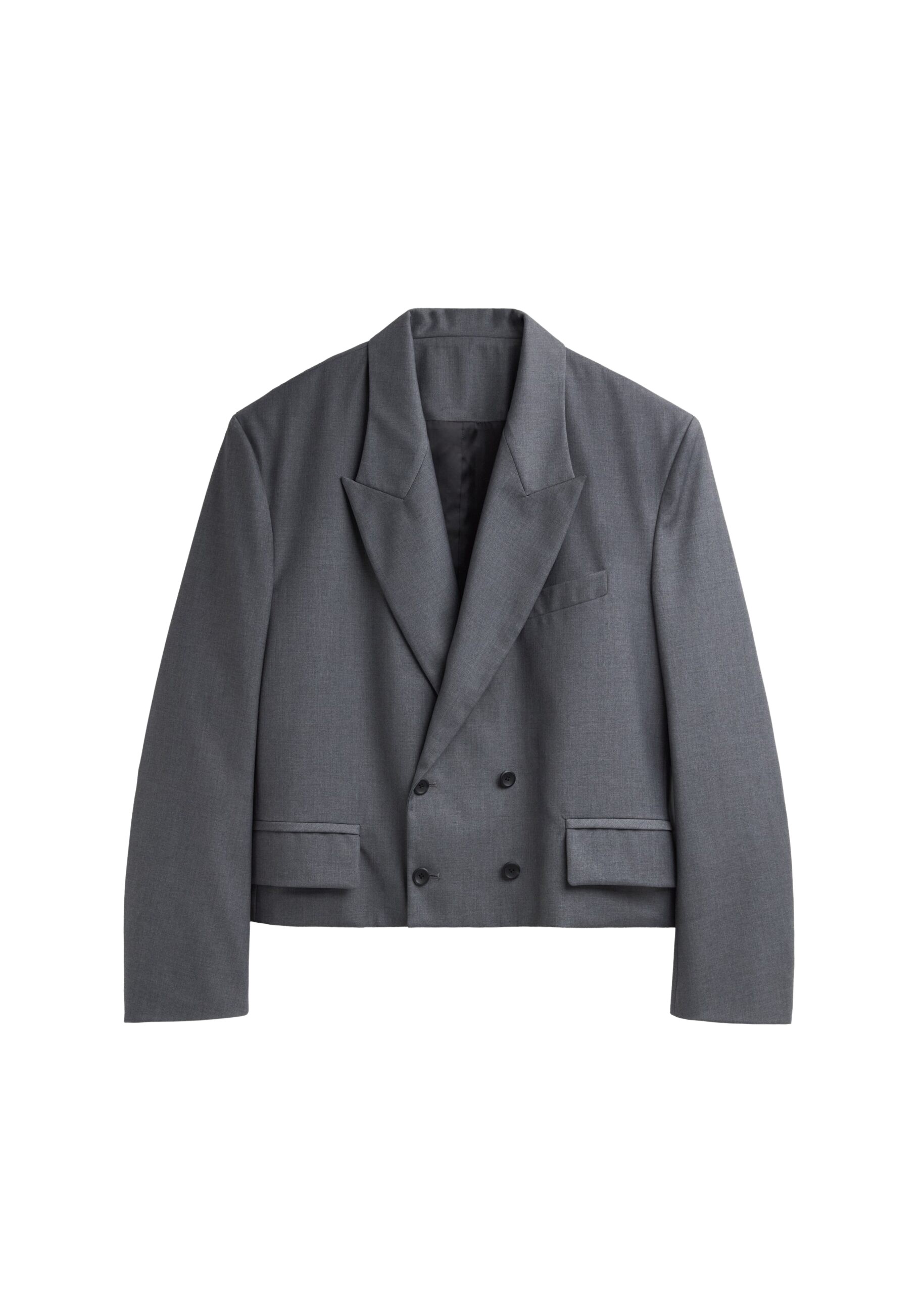 The Frankie Shop Helna Boxy Cropped Blazer – Grey