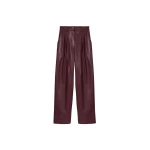 The Frankie Shop Helsinki Faux Leather Pants - Burgundy - Oversized Minimalist Pants in Red - Shop at Luxury Shoes 