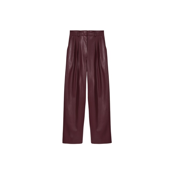 The Frankie Shop Helsinki Faux Leather Pants - Burgundy - Oversized Minimalist Pants in Red - Shop at Luxury Shoes 