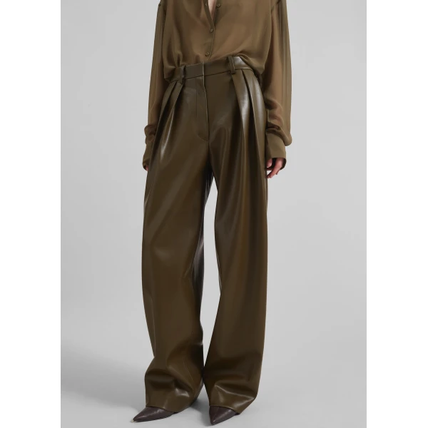 The Frankie Shop Helsinki Faux Leather Pants – Olive, view 2