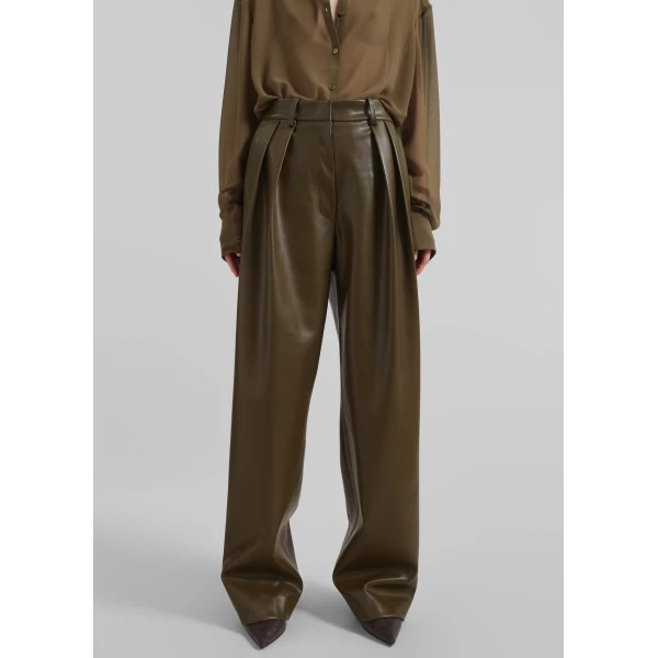The Frankie Shop Helsinki Faux Leather Pants – Olive, view 5