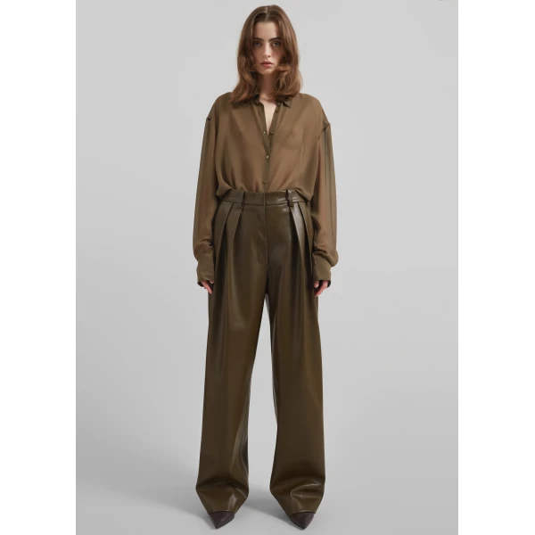 The Frankie Shop Helsinki Faux Leather Pants – Olive, view 6