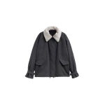 The Frankie Shop Hemavan Faux Fur Lined Jacket - Dark Grey - Oversized Minimalist Jackets in Grey - Shop at Luxury Shoes 