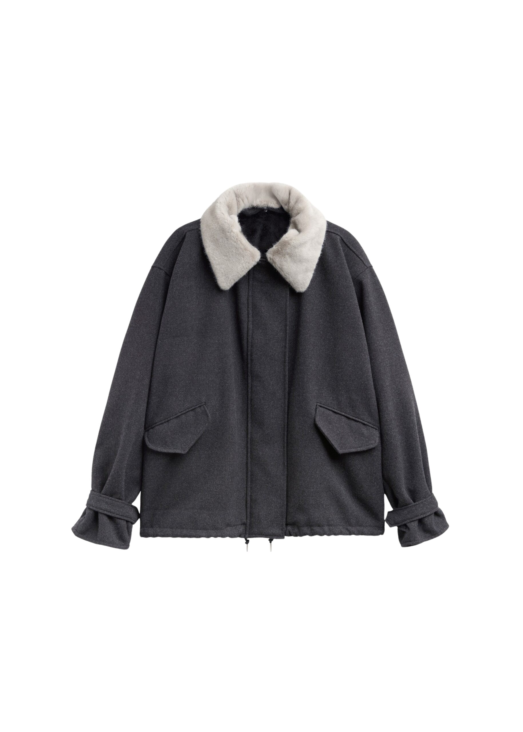 The Frankie Shop Hemavan Faux Fur Lined Jacket – Dark Grey