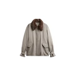 The Frankie Shop Hemavan Faux Fur Lined Jacket - Taupe - Oversized Minimalist Jackets in Beige - Shop at Luxury Shoes 