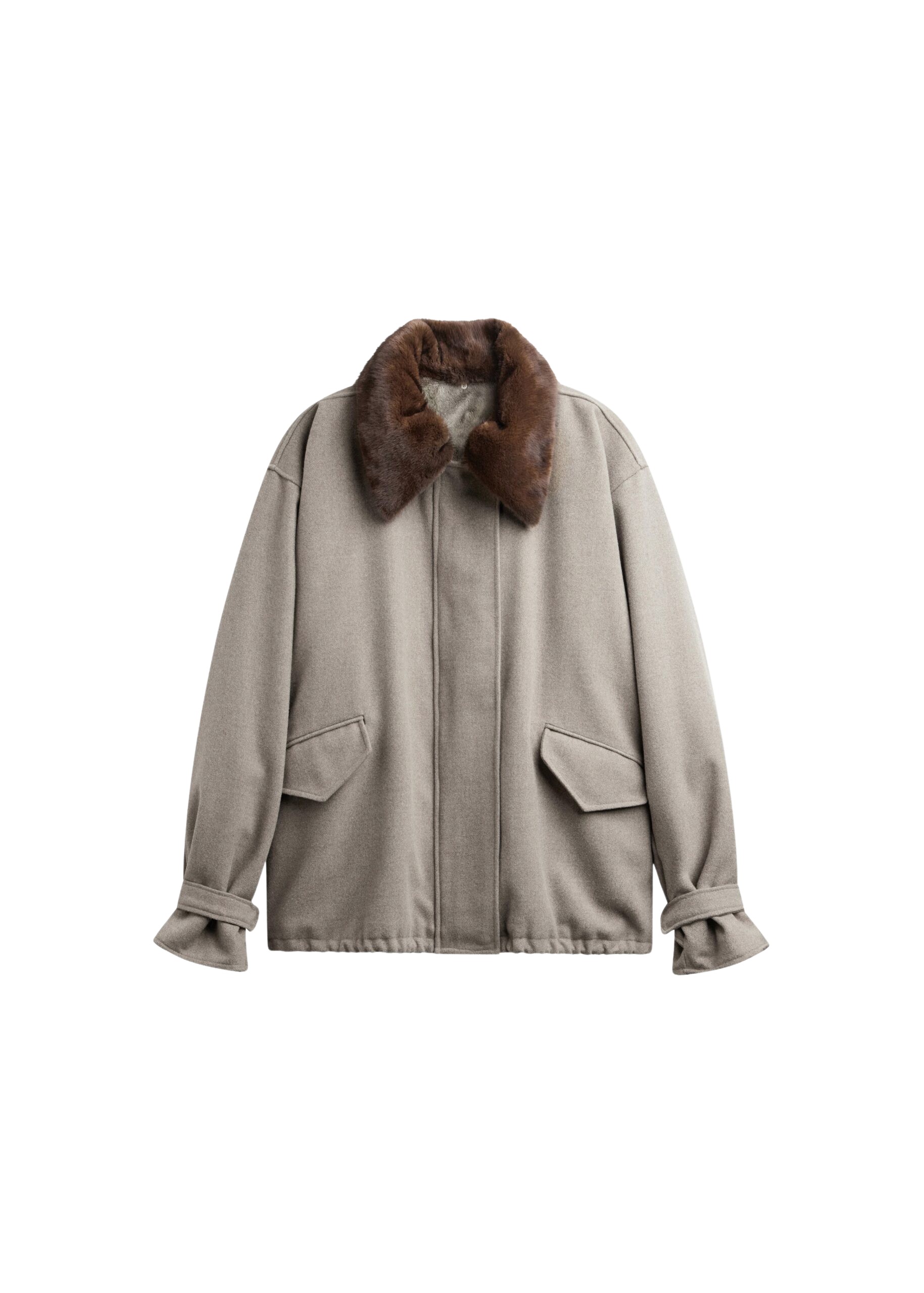 The Frankie Shop Hemavan Faux Fur Lined Jacket – Taupe