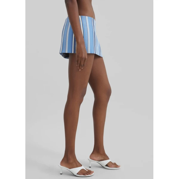 The Frankie Shop Hera Mini Skirt - Blue Multi Stripe - Oversized Minimalist Skirts in Multicolour - Shop at Luxury Shoes 