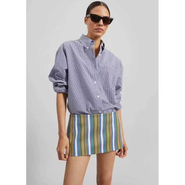 The Frankie Shop Hera Mini Skirt - Green Multi Stripe - Oversized Minimalist Skirts in Multicolour - Shop at Luxury Shoes 