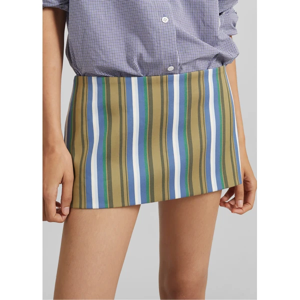 The Frankie Shop Hera Mini Skirt - Green Multi Stripe - Oversized Minimalist Skirts in Multicolour - Shop at Luxury Shoes 