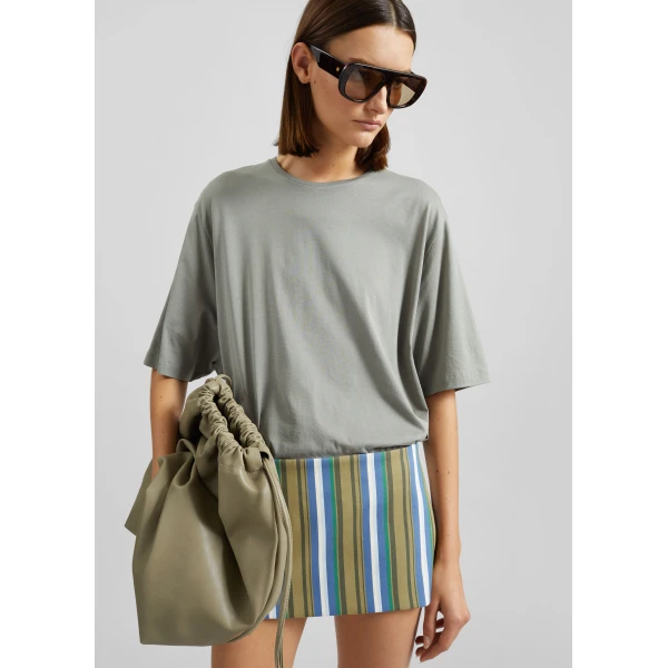 The Frankie Shop Hera Mini Skirt - Green Multi Stripe - Oversized Minimalist Skirts in Multicolour - Shop at Luxury Shoes 