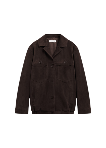 The Frankie Shop Hester Faux Suede Jacket - Brown - Oversized Minimalist Jackets in Beige - Shop at Luxury Shoes 