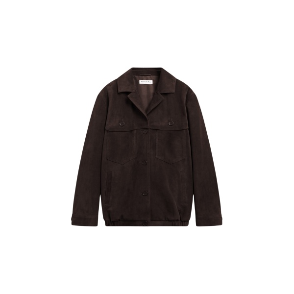 The Frankie Shop Hester Faux Suede Jacket - Brown - Oversized Minimalist Jackets in Beige - Shop at Luxury Shoes 