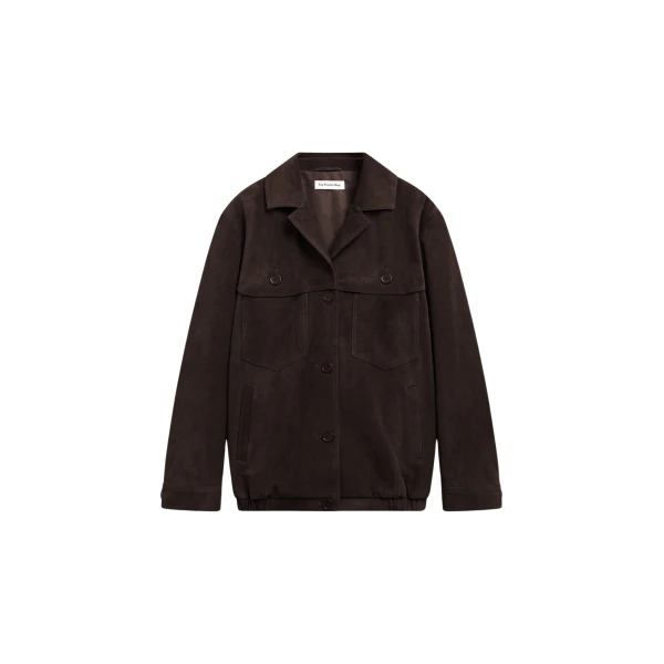 The Frankie Shop Hester Faux Suede Jacket - Brown - Oversized Minimalist Jackets in Beige - Shop at Luxury Shoes 
