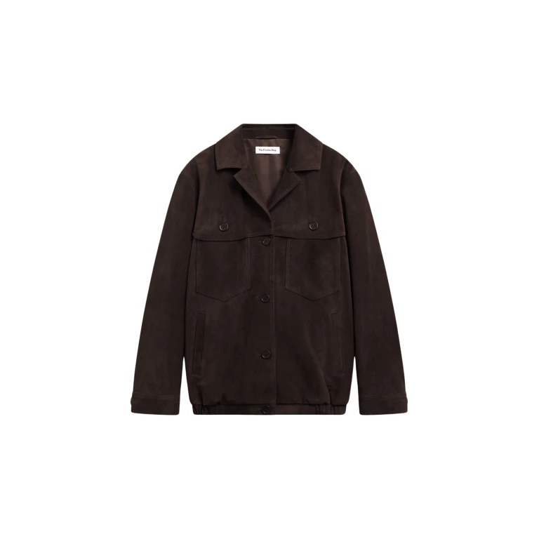 The Frankie Shop Hester Faux Suede Jacket - Brown - Oversized Minimalist Jackets in Beige - Shop at Luxury Shoes 