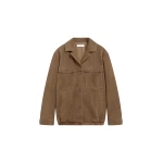 The Frankie Shop Hester Faux Suede Jacket - Camel - Oversized Minimalist Jackets in Beige - Shop at Luxury Shoes 