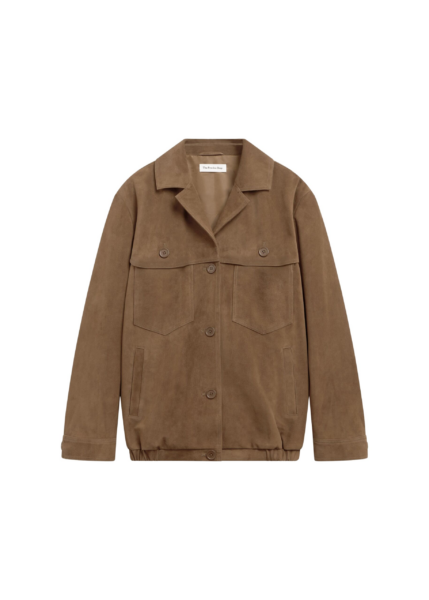 The Frankie Shop Hester Faux Suede Jacket - Camel - Oversized Minimalist Jackets in Beige - Shop at Luxury Shoes 
