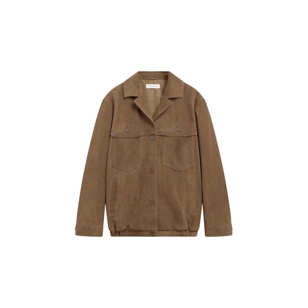 The Frankie Shop Hester Faux Suede Jacket - Camel - Oversized Minimalist Jackets in Beige - Shop at Luxury Shoes 