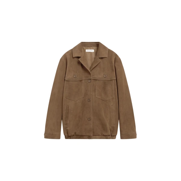 The Frankie Shop Hester Faux Suede Jacket - Camel - Oversized Minimalist Jackets in Beige - Shop at Luxury Shoes 