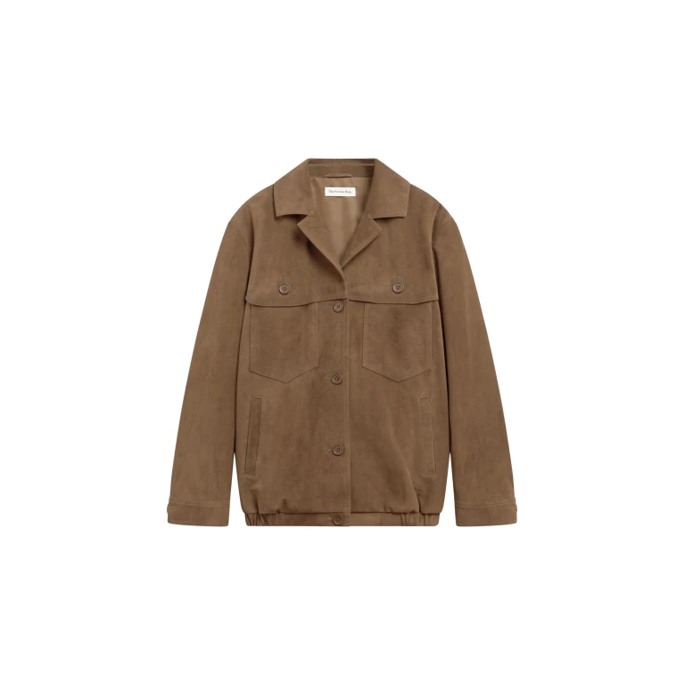 The Frankie Shop Hester Faux Suede Jacket - Camel - Oversized Minimalist Jackets in Beige - Shop at Luxury Shoes 