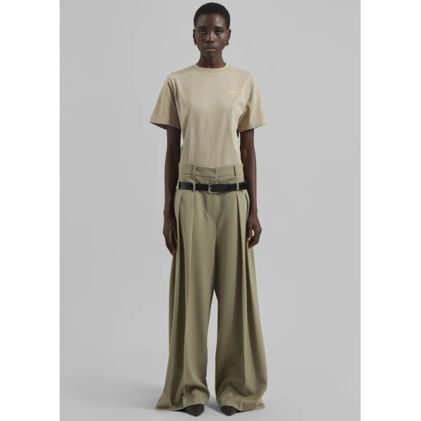 The Frankie Shop Hobart Double Belt Loop Trousers – Pale Olive, view 3