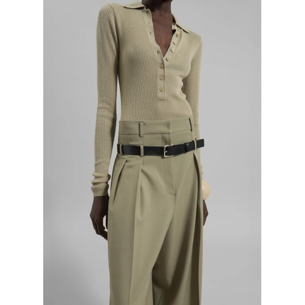 The Frankie Shop Hobart Double Belt Loop Trousers – Pale Olive, view 5