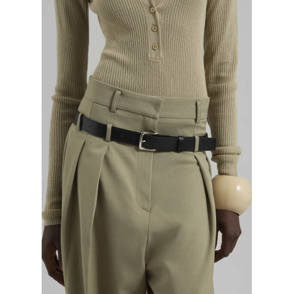 The Frankie Shop Hobart Double Belt Loop Trousers – Pale Olive, view 6