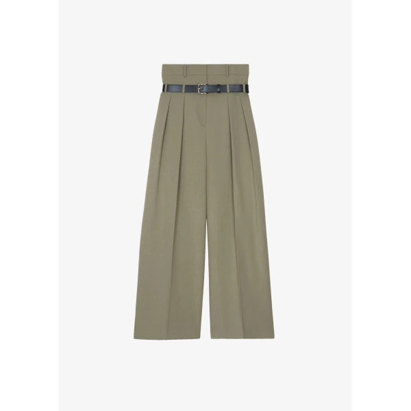 The Frankie Shop Hobart Double Belt Loop Trousers – Pale Olive