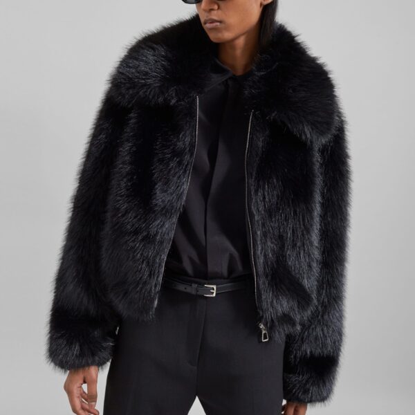 The Frankie Shop Hope Faux Fur Jacket – Black, view 4