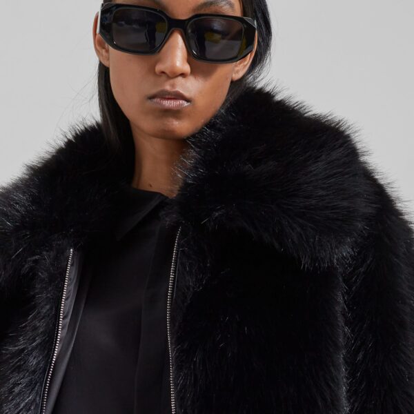 The Frankie Shop Hope Faux Fur Jacket – Black, view 5