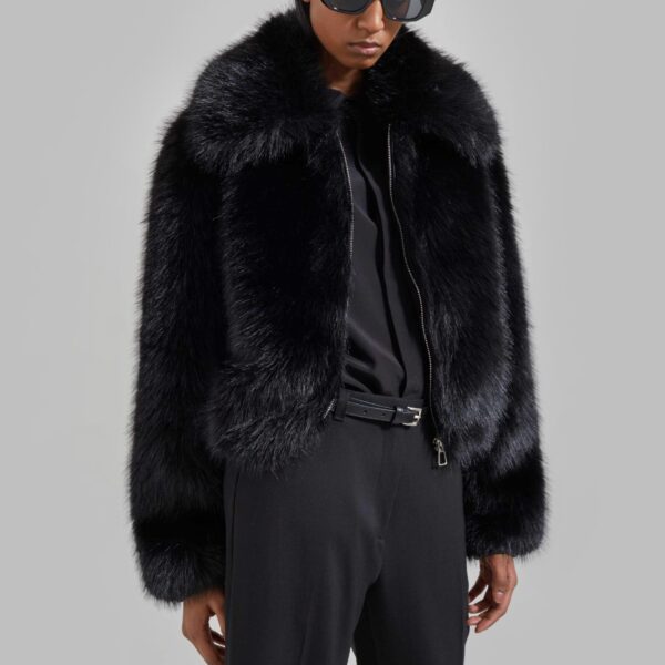 The Frankie Shop Hope Faux Fur Jacket – Black, view 6