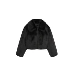 The Frankie Shop Hope Faux Fur Jacket - Black - Oversized Minimalist Jackets in Black - Shop at Luxury Shoes 