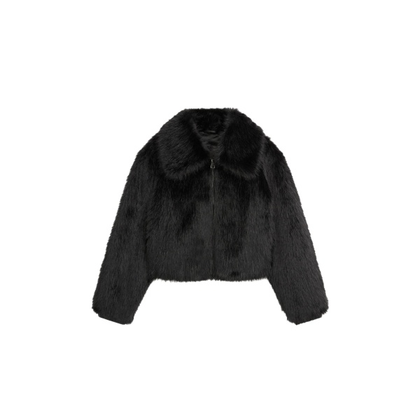 The Frankie Shop Hope Faux Fur Jacket - Black - Oversized Minimalist Jackets in Black - Shop at Luxury Shoes 