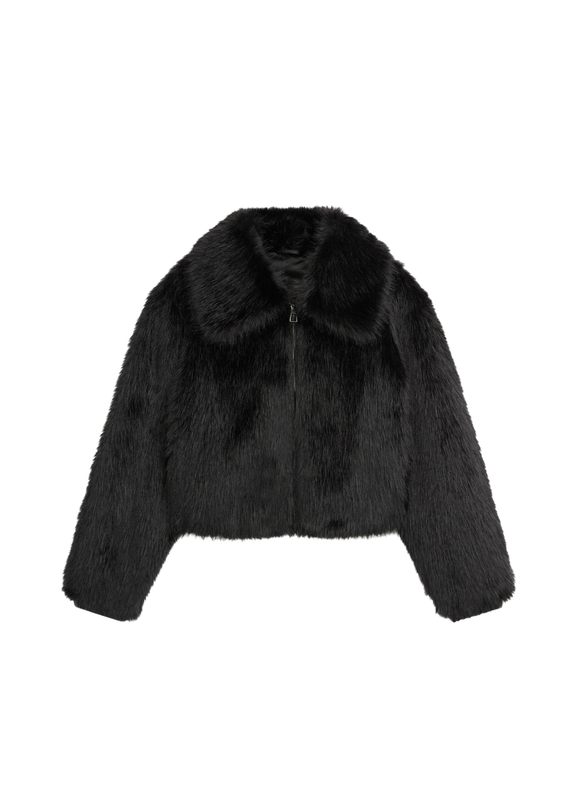 The Frankie Shop Hope Faux Fur Jacket - Black - Oversized Minimalist Jackets in Black - Shop at Luxury Shoes 