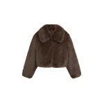 The Frankie Shop Hope Faux Fur Jacket - Brown - Oversized Minimalist Jackets in Beige - Shop at Luxury Shoes 