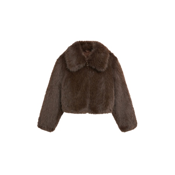 The Frankie Shop Hope Faux Fur Jacket - Brown - Oversized Minimalist Jackets in Beige - Shop at Luxury Shoes 