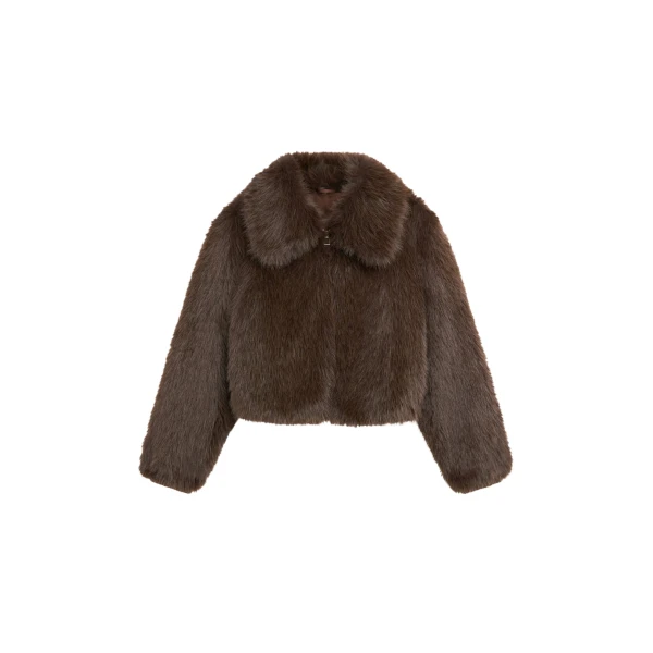The Frankie Shop Hope Faux Fur Jacket - Brown - Oversized Minimalist Jackets in Beige - Shop at Luxury Shoes 