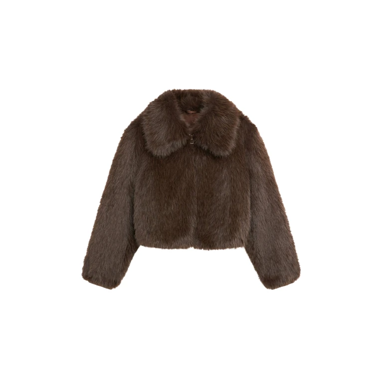 The Frankie Shop Hope Faux Fur Jacket - Brown - Oversized Minimalist Jackets in Beige - Shop at Luxury Shoes 