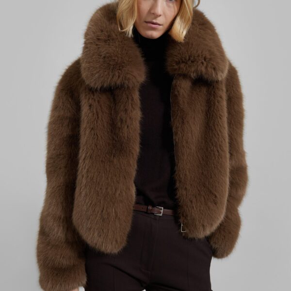 The Frankie Shop Hope Faux Fur Jacket – Camel, view 2