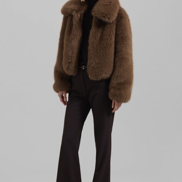 The Frankie Shop Hope Faux Fur Jacket – Camel, view 3