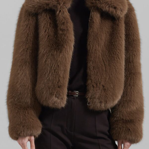The Frankie Shop Hope Faux Fur Jacket – Camel, view 4