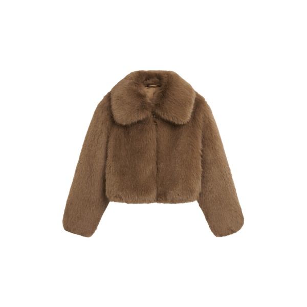 The Frankie Shop Hope Faux Fur Jacket - Camel - Oversized Minimalist Jackets in Beige - Shop at Luxury Shoes 