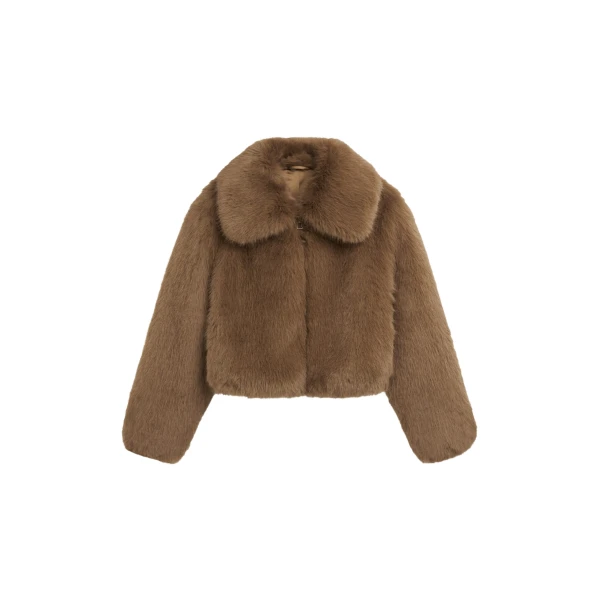 The Frankie Shop Hope Faux Fur Jacket - Camel - Oversized Minimalist Jackets in Beige - Shop at Luxury Shoes 