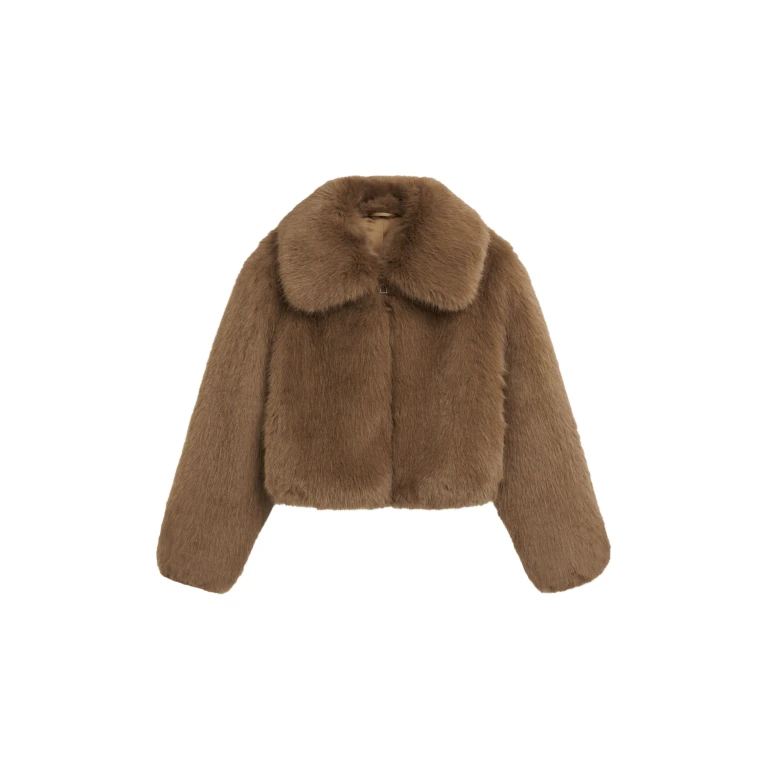 The Frankie Shop Hope Faux Fur Jacket - Camel - Oversized Minimalist Jackets in Beige - Shop at Luxury Shoes 