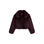 The Frankie Shop Hope Faux Fur Jacket - Dark Plum - Oversized Minimalist Jackets in Purple - Shop at Luxury Shoes 