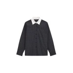 The Frankie Shop Hylan Checked Shirt - Dark Grey - Oversized Minimalist Tops in Grey - Shop at Luxury Shoes 