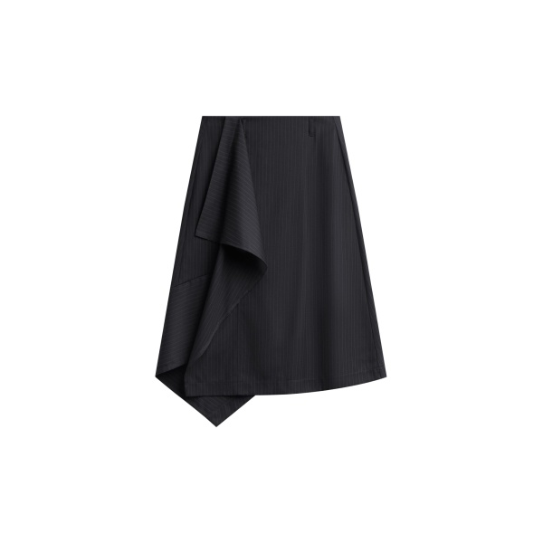 The Frankie Shop Iena Asymmetric Skirt - Charcoal Pinstripe - Oversized Minimalist Skirts in Multicolour - Shop at Luxury Shoes 