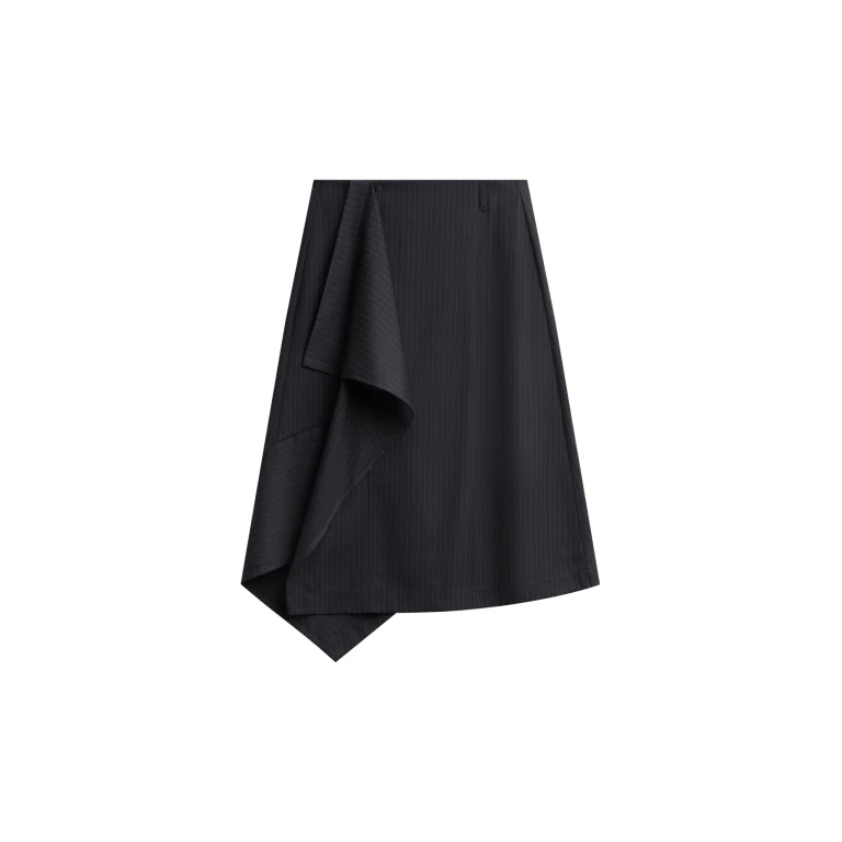 The Frankie Shop Iena Asymmetric Skirt - Charcoal Pinstripe - Oversized Minimalist Skirts in Multicolour - Shop at Luxury Shoes 