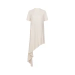 The Frankie Shop Igari Asymmetric T-Shirt Dress - Cream Rose - Oversized Minimalist Dresses in Ivory - Shop at Luxury Shoes 