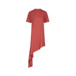 The Frankie Shop Igari Asymmetric T-Shirt Dress - Red - Oversized Minimalist Dresses in Red - Shop at Luxury Shoes 